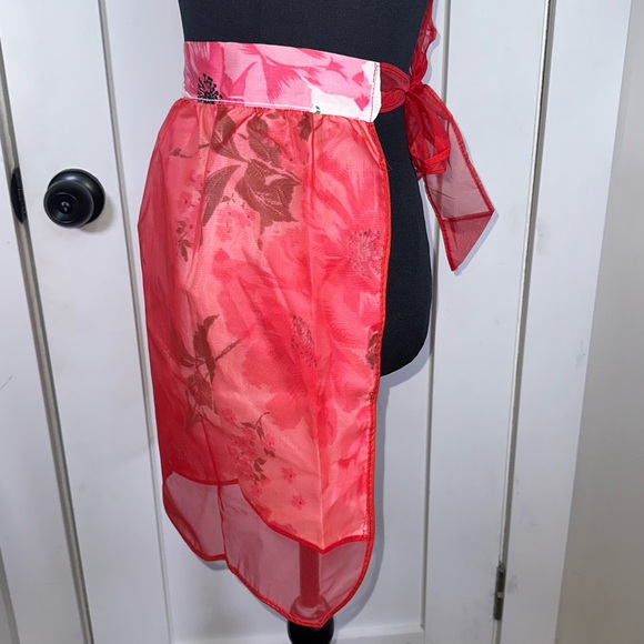Vintage Floral Red & Pink Apron - Reversible NWT - Picture 7 of 11